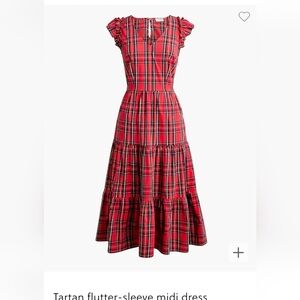Jcrew Factory Tartan Flutter-sleeve Midi Dress